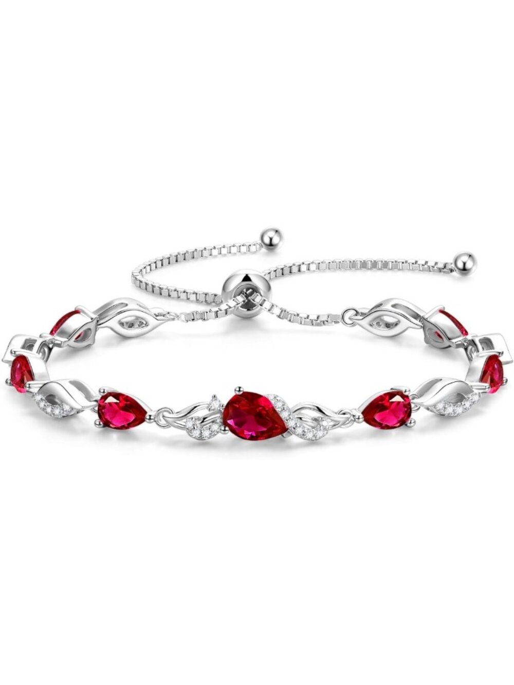 Adjustable Teardrop Birthstone Tennis Bracelet for Women - Elegant Gift Idea